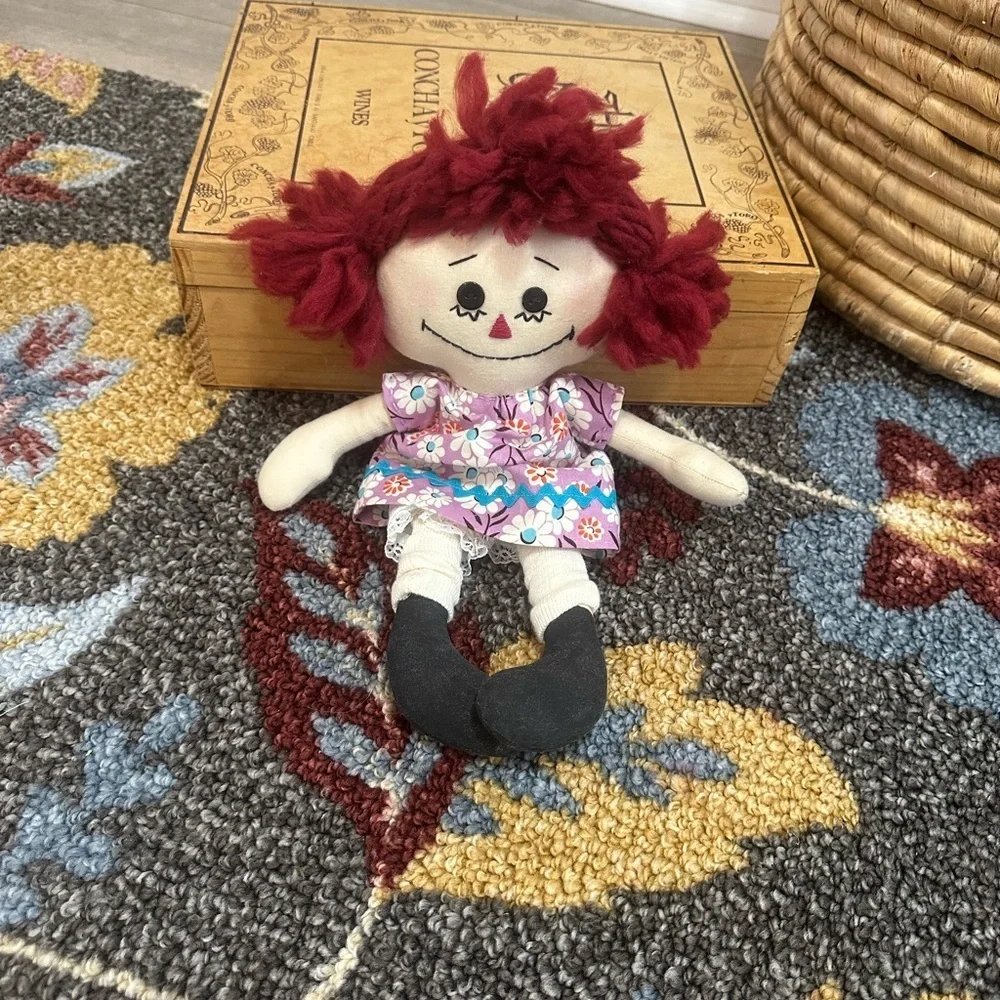 Vintage Handmade Plush Rag Doll Raggedy Ann Boho Dress Dolly